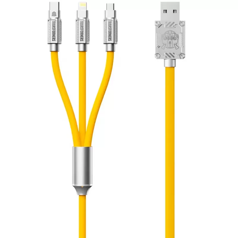 Cable Transformer 3 en 1 TF-A03 USB-A/USB-C/microUSB/Lightning (1.2m) - Bumblebee Yellow