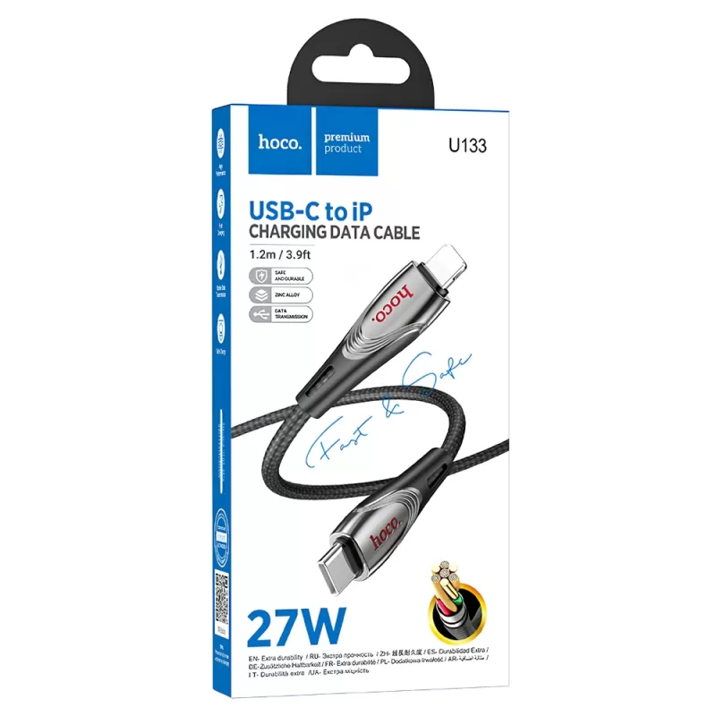 Cable Hoco USB-C/Lightning U133 27W (1.2m) - Black