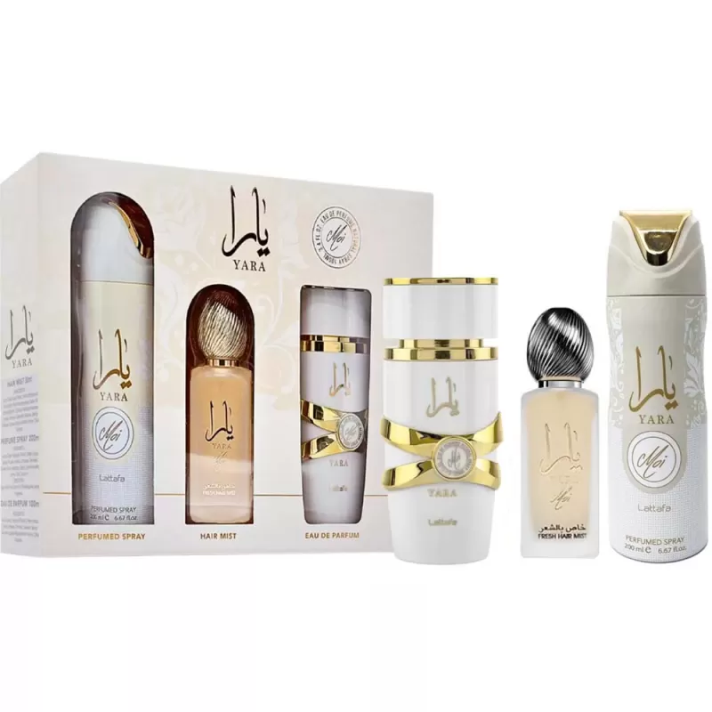 Kit Perfume Lattafa Yara Moi EDP 100mL + Hair Mist 50mL + Body Spray 200mL - Femenino
