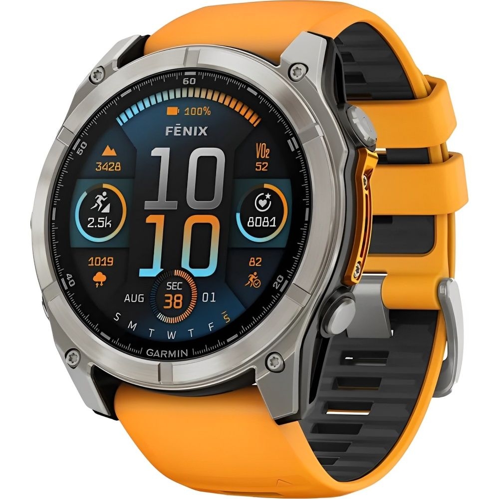 Reloj GPS Garmin Fēnix 8 51mm AMOLED Sapphire - Titanium/Spark Orange Graphite (010-02905-10)