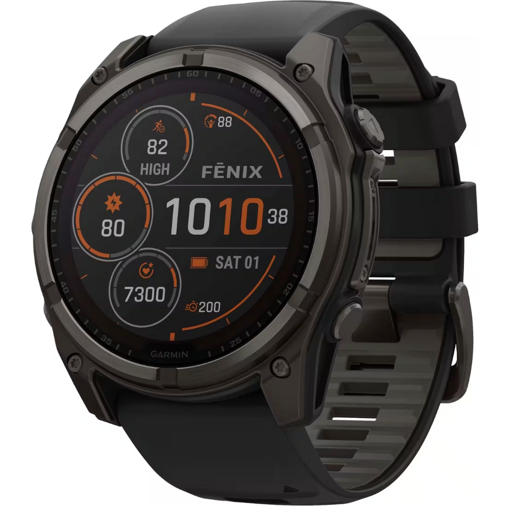 Reloj GPS Garmin Fēnix 8 51mm Solar Sapphire - Carbon Gray DLC Titanium/Black Pebble Gray (010-02907-10)