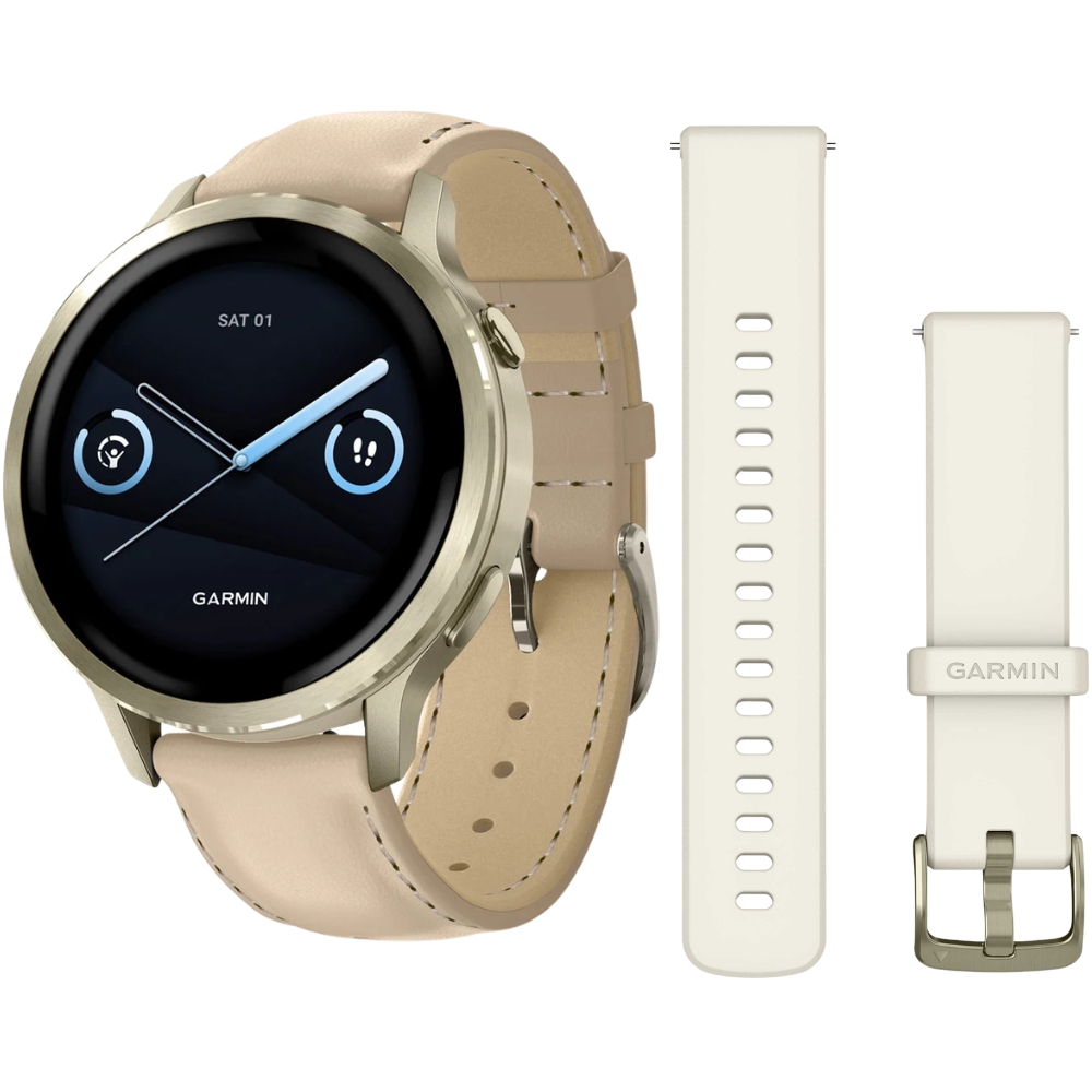 Reloj GPS Garmin Venu 4 41mm Gold/Beige + Silicone Band Bone (010-03013-03)