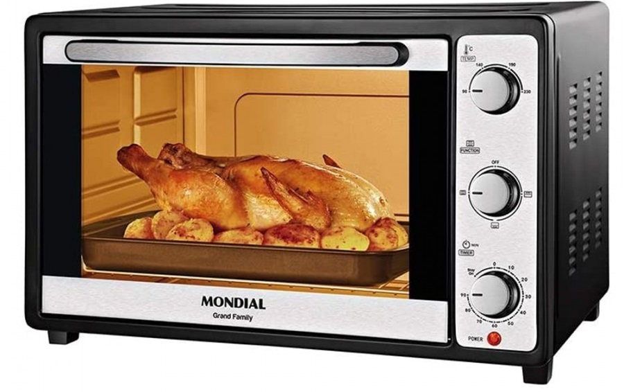 Horno Eléctrico Mondial Grand Family FR-19 de 48L 1800W - Negro/Plata