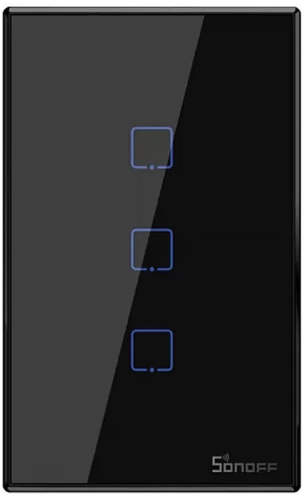 Interruptor De Pared Smart Sonoff T3US3C Wi-Fi/3 Botones Bivolt - Black